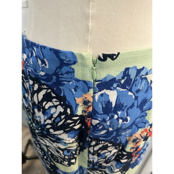 J. Crew The Pencil Skirt Green Blue Multicolor Floral Print Size 4 - Picture 4 of 7